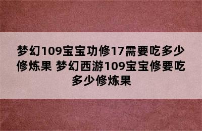 梦幻109宝宝功修17需要吃多少修炼果 梦幻西游109宝宝修要吃多少修炼果